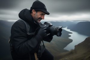 Turista haciendo fotografías a paisaje imponente