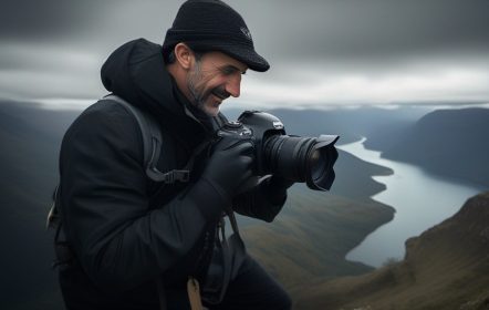 Turista haciendo fotografías a paisaje imponente